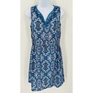 JADE Melody Tam  Sleeveless Dress Blue White Paisley  Size Small Lined